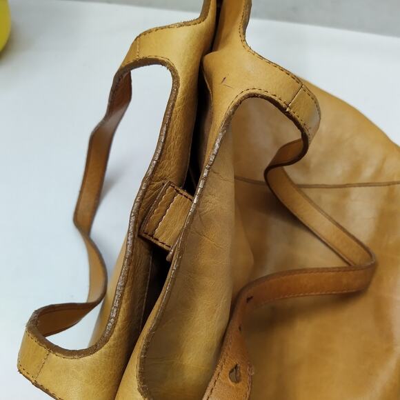 Frye Olive Tanned Tote In Brown Tan Leather Double Handle Large Bag - Picture 9 of 16